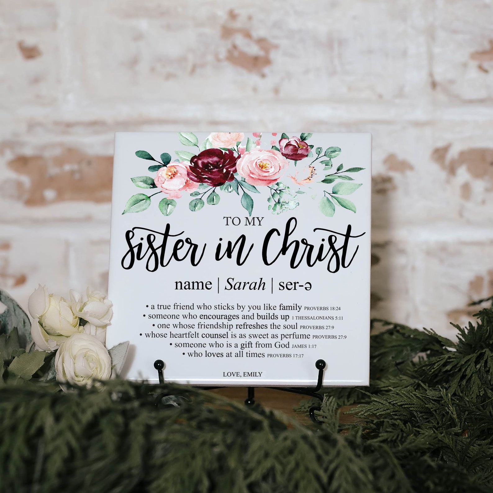 To My Sister in Christ Personalized Name Scripture Verse Etsy