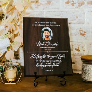 Sympathy Gift With Photo Memorial Plaque, In Loving Memory Colleague, Grief, Remembrance, Bereavement, Condolences Sign Passed Loved Ones