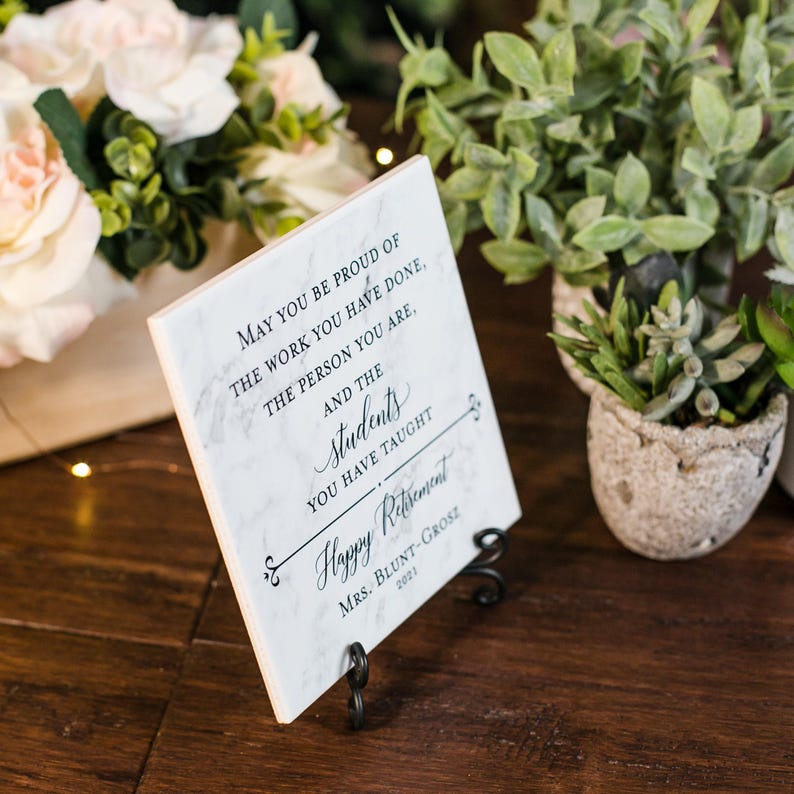 TEACHER or Professor Retirement Plaque Gift For Boss, Colleague, Coworker, Friend, Truly Great Mentor, Retiring Present Idea + Stand