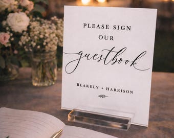 Acrylic Please Sign Our Guestbook Wedding Sign, Guest Book Lucite Perspex Table Sign