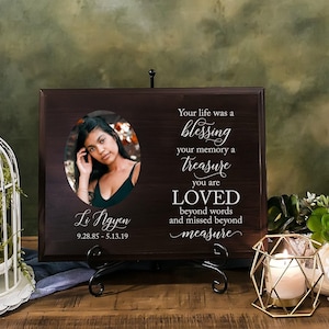 Sympathy Gift With Photo Memorial Plaque, In Loving Memory Present, Grief, Remembrance Bereavement Condolences Sign Passed Loved Ones
