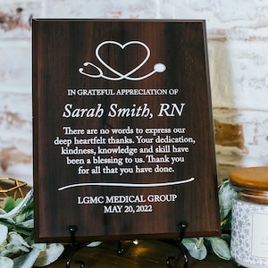 Healthcare Thank You Appreciation Plaque With Stand, RN, FNP, MD Recognition Gift, Physician Medical, Doctors Day Grateful Appreciation