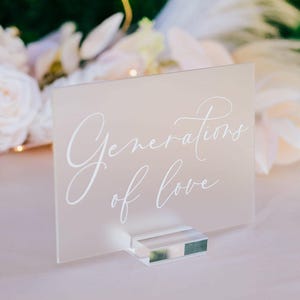 Generations Of Love All That We Are And That We Hope To Be We Owe To Our Loving Families Clear Glass Look Acrylic Wedding Family Sign
