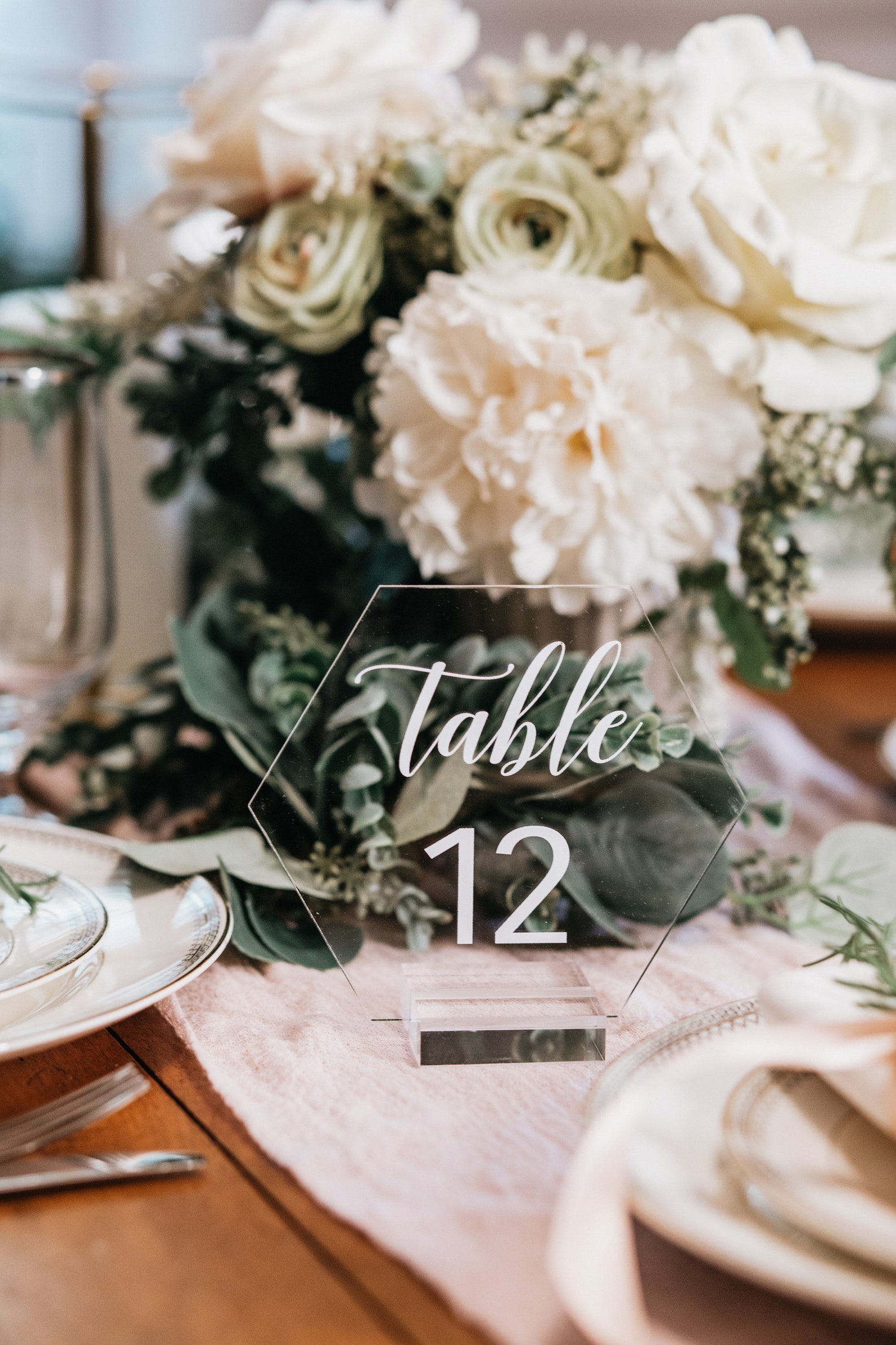 Hexagon Acrylic Table Number Sign With Stands Clear Glass Etsy