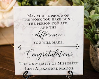 Congratulations On Your Graduation Tile Gift For High School or College Graduate, Nursing, Med, Law School Present Idea With Stand