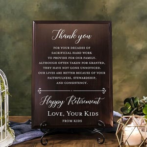 Happy Retirement FROM KIDS Tile Plaque Thank You Gift For Dad, Teacher, Friend, Truly Great Mentor, Retiring Present Idea And Stand