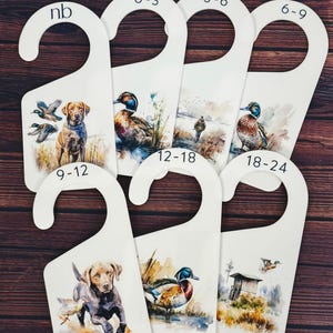 Set of Duck Call Baby Boy Milestone Signs + Closet Dividers, Birth Stat Duck Hunter Themed Baby Props, Hello World Newborn Shower Gift Ideas