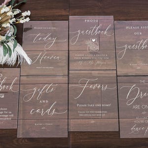 Sign Bundle Set of Guestbook, Arch Gifts Cards, In Loving Memory, Please Take One Acrylic Modern Calligraphy Wedding Signage