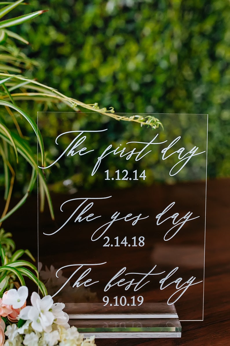 The First Day the Yes Day the Best Day Sign Acrylic Wedding Etsy