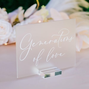 Generations Of Love All That We Are And That We Hope To Be We Owe To Our Loving Families Clear Glass Look Acrylic Wedding Family Sign