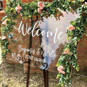Clear Glass Look Acrylic Wedding Welcome Sign, 18x24 Personalized Modern Wedding Welcome Sign Decoration for Display, Custom Wedding image 7