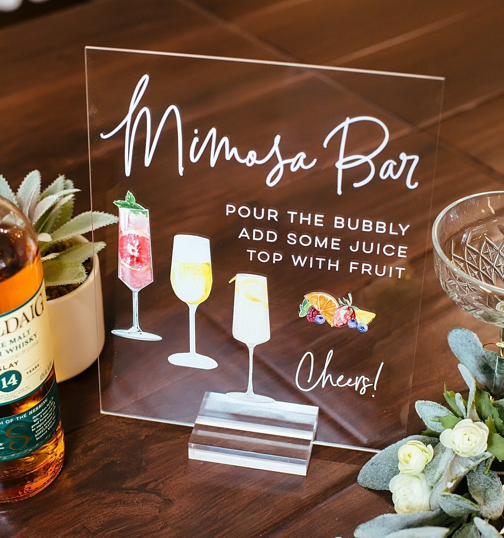 sikkerhed blik forbedre Mimosa Bar Menu Signature Cocktails Custom Clear Glass Look - Etsy