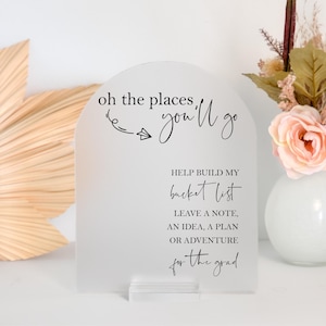 Oh The Places You'll Go Personalized Acrylic Graduation Event Sign Decor Diploma Party Ideas, Class of 2025, College Announcement Cap + Gown