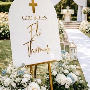 ARCH 3D Welcome To The Baptism Celebration Of Acrylic Sign with 3D Lettering, God Bless Christening, Communion, Confirmation Ceremony