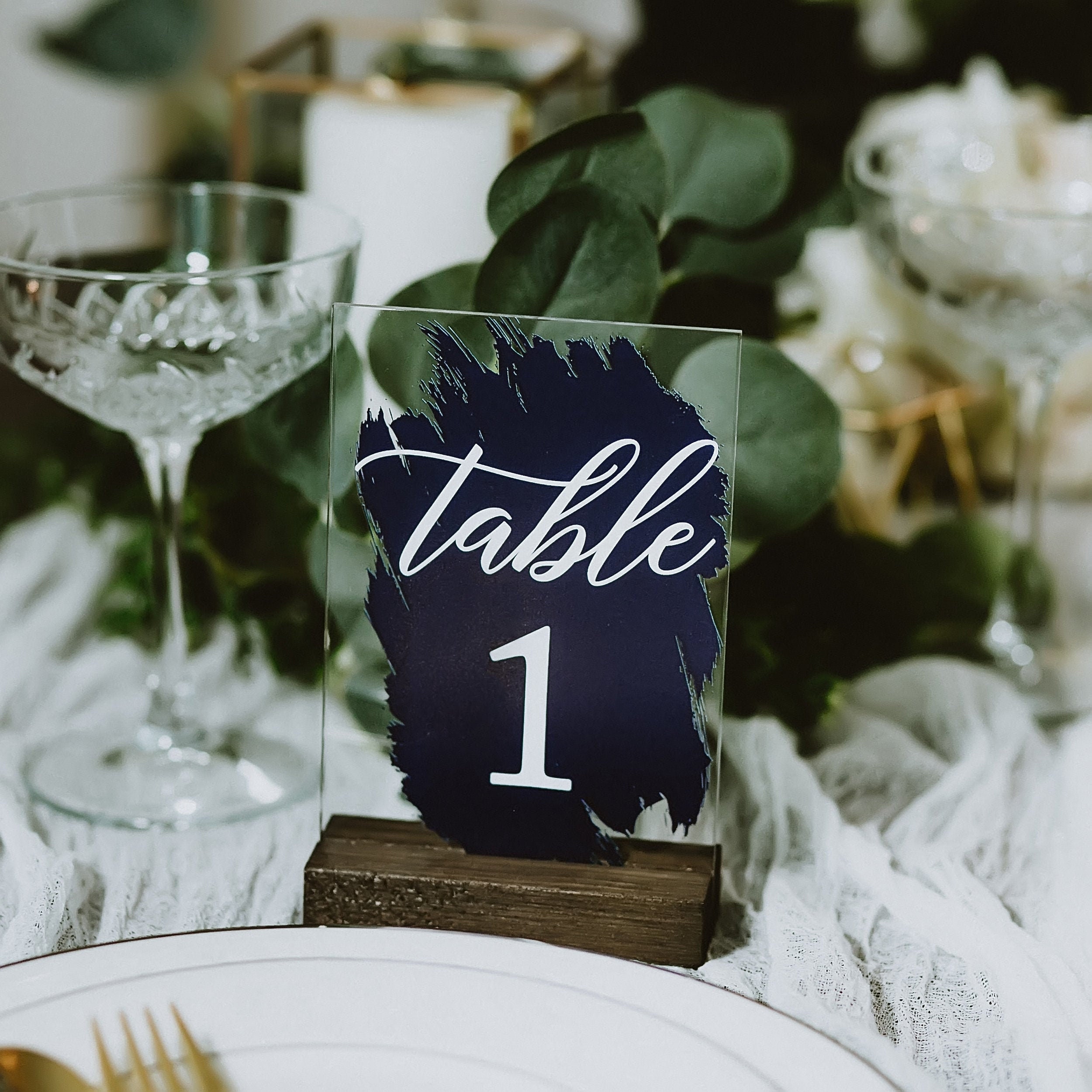 Clear Glass Look Acrylic Table Number Sign With Stands Etsy