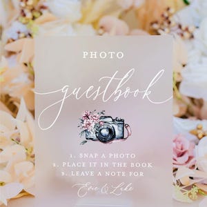 Photo Guestbook Snap A Photo Place It In The Book For The Newlyweds Acrylic Wedding Sign, Photo Booth Station Guest Book Lucite