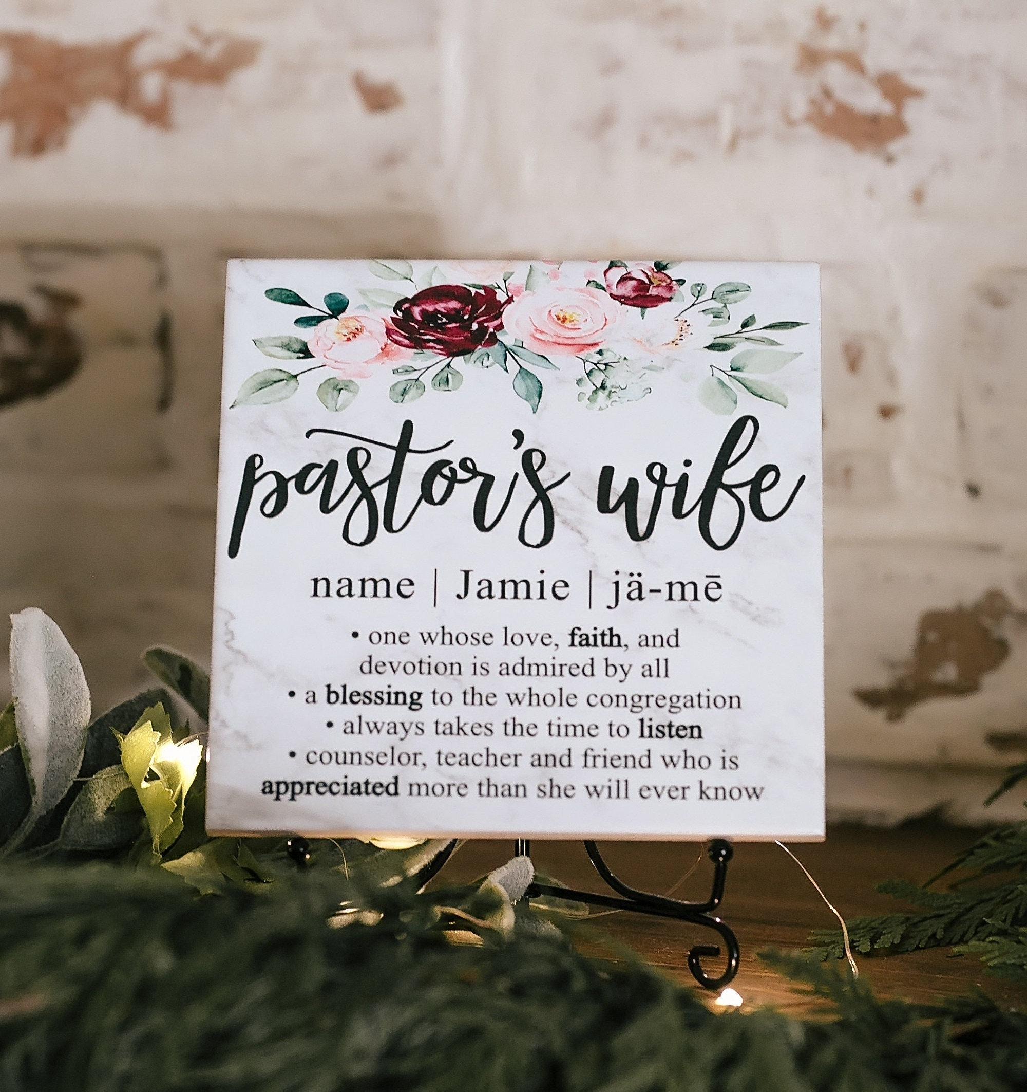 Pastors Wife Appreciation Day Tile Plaque Gift and Stand picture photo