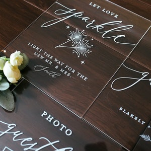 8x10 Acrylic Sign Bundle of Guestbook, Gifts and Cards, In Loving Memory Please Take One Clear Glass Acrylic Modern Calligraphy Wedding Sign