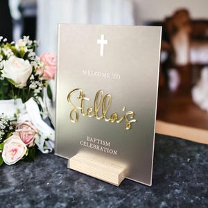 3D Welcome To The Baptism Celebration Of Acrylic Sign with 3D Lettering, Christening, Communion, Confirmation Ceremony Decor Entrance Signs