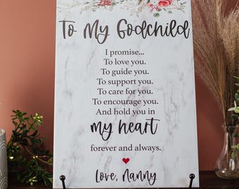 Will You Be My Godmother? Ceramic Keepsake Gift - Goddaughter Godson Godchild Baby Announcement Plaque