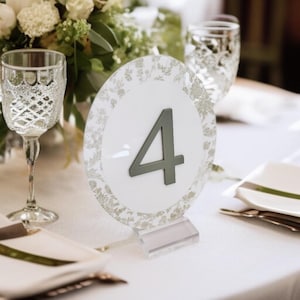 OVAL 3D French Toile Chinoiserie Acrylic Table Number | Dusty Blue, Blush, Sage | Elegant Reception Decor | Vintage-Inspired Event Display