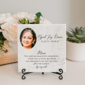 Mom Beautiful Memories Sympathy Tile Gift With Photo Memorial Plaque, In Loving Memory Gift , Grief, Condolences Sign Passed Loved Ones