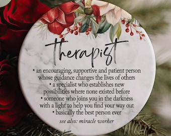 Marble Therapist Definition Gift, Mental Health, Christmas Ornament, For Medical Professional, Miracle Worker, Favorite Mind Healer Present