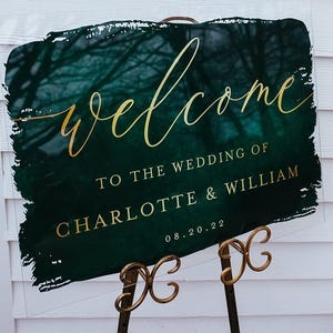 Clear, Frosted, Black or White Wedding Acrylic Welcome Sign, Personalized Modern Lucite Perspex Large Names and Date Sign, 18&quot;x24&quot;