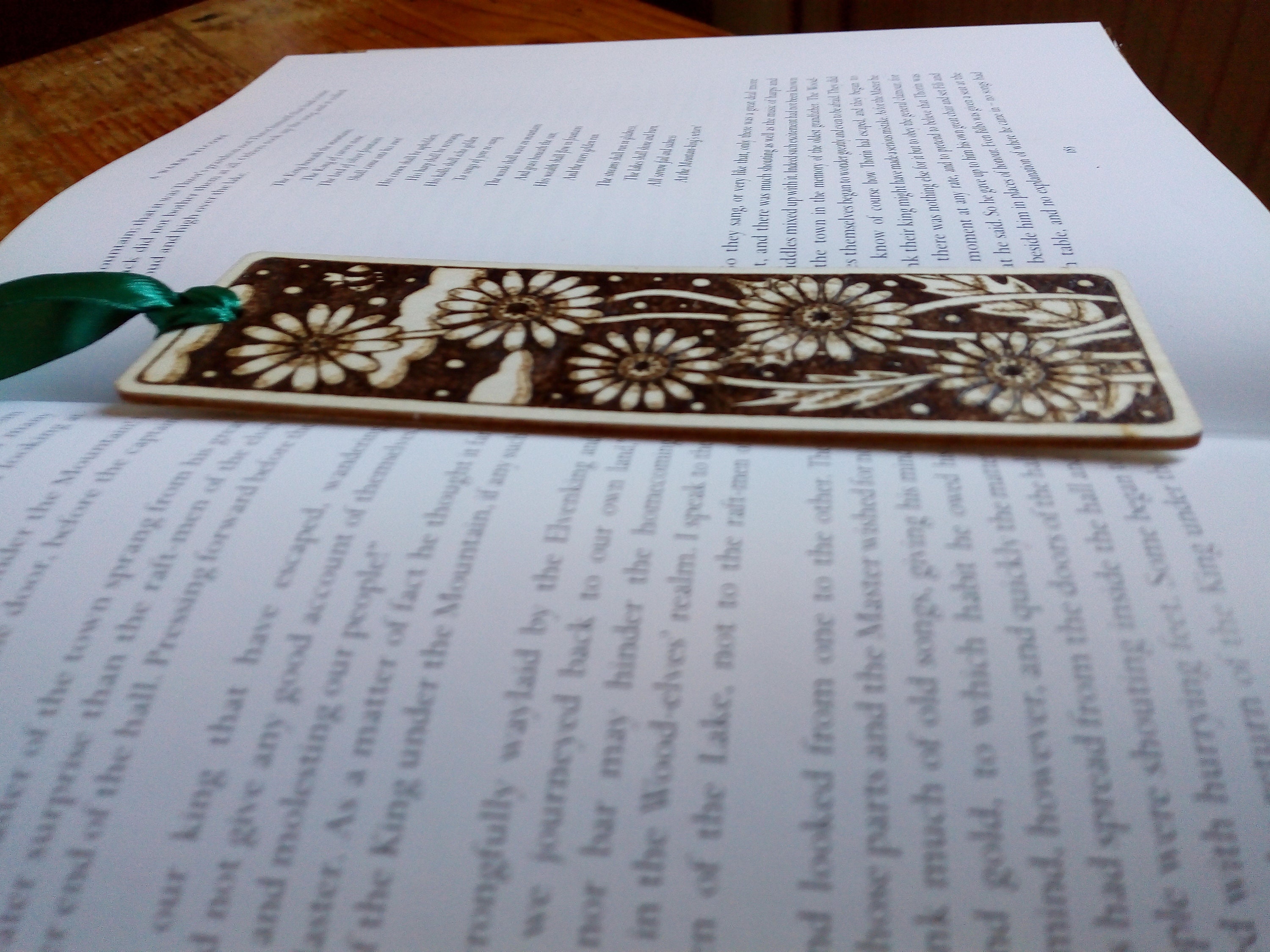Floral Bookmark Wooden Hand Burned Ribbon - Etsy UK