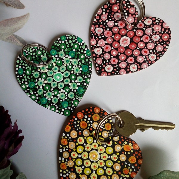 Dotty Blossoms Keyring - Large - Sustainable Wood