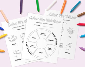 Pagine da colorare arcobaleno: educazione artistica per feste di compleanno (stampabile e modificabile)