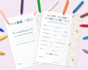 Apprezzamento per gli insegnanti, Pagine da colorare, Completa gli spazi vuoti, Mad Libs, STAMPABILE E MODIFICABILE