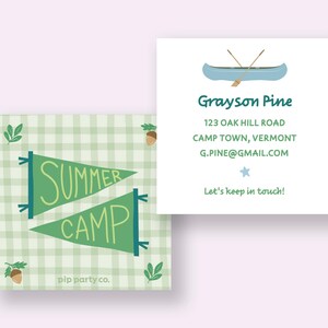 Summer Camp Contact Card For Boys (3x3, Editable Template, Digital Download)