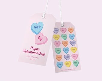Konversationsherzen Valentine Geschenkanhänger: Bearbeitbar Druckbar