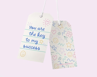 Etichette regalo personalizzabili per ringraziare gli insegnanti: La chiave del successo (download digitale, modello 2x3,5 pollici)