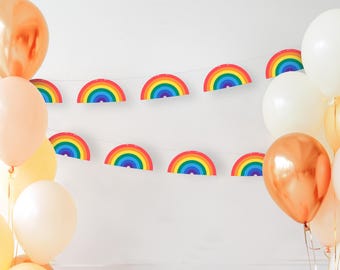 Striscione arcobaleno per feste: decorazioni modificabili per l'aula dei bambini (download digitale)