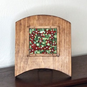 Small Mosaic Art, Small Smalti Glass Mosaic,  Floral Mosaic, Unique Substrate/Framed Mosaic