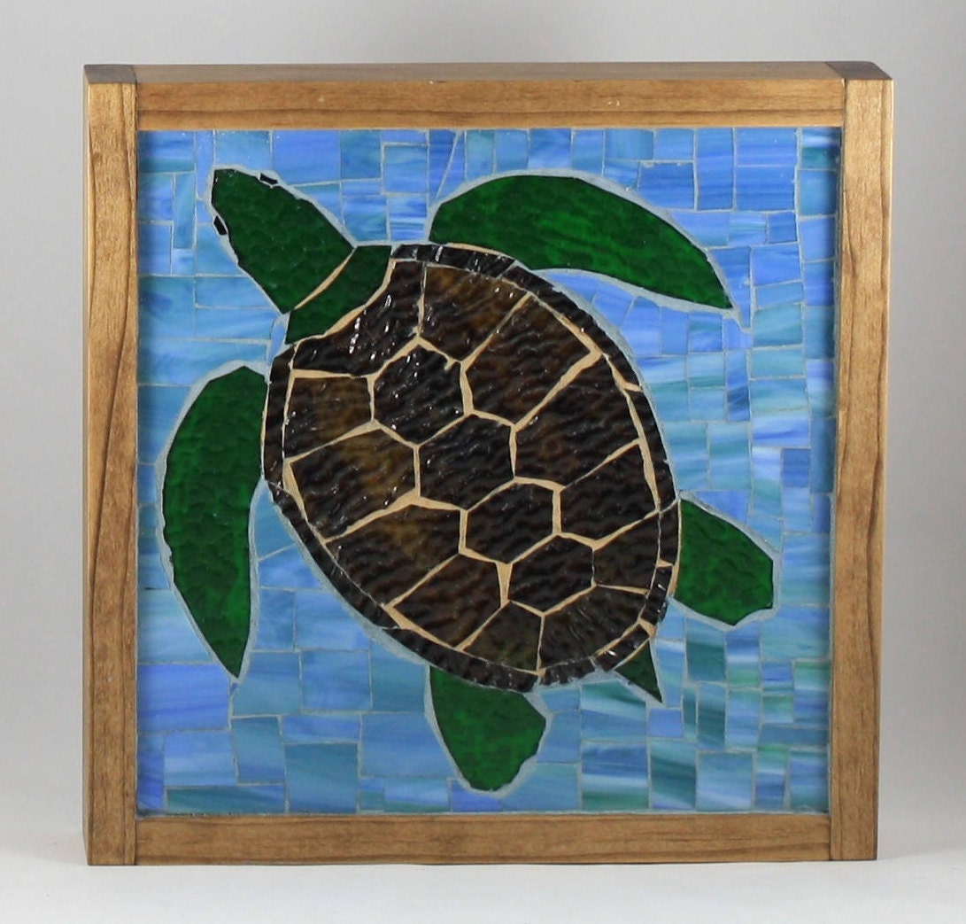 Glass Mosaic Sea Turtle Stained Glass Mosaic Wall Art - Etsy