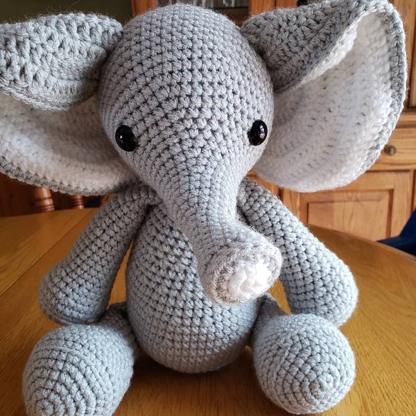 Elephant. Crocheted elephant. Soft play elephant. Elephant amigurumi. Elephant stuffed animal.