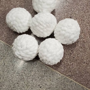 Crochet snowballs/indoor snowballs/handmade snowballs.  Set of six indoor snowballs.
