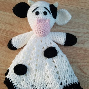 Cow lovey. cow security blanket. Farm animal blanket. Crochet blanket. Cow snuggle blanket. Country theme blanket.