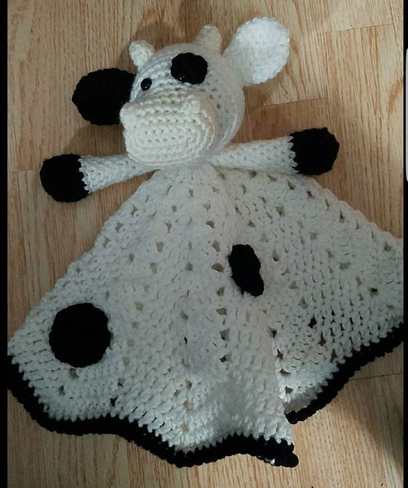 Cow lovey. cow security blanket. Farm animal blanket. Crochet | Etsy