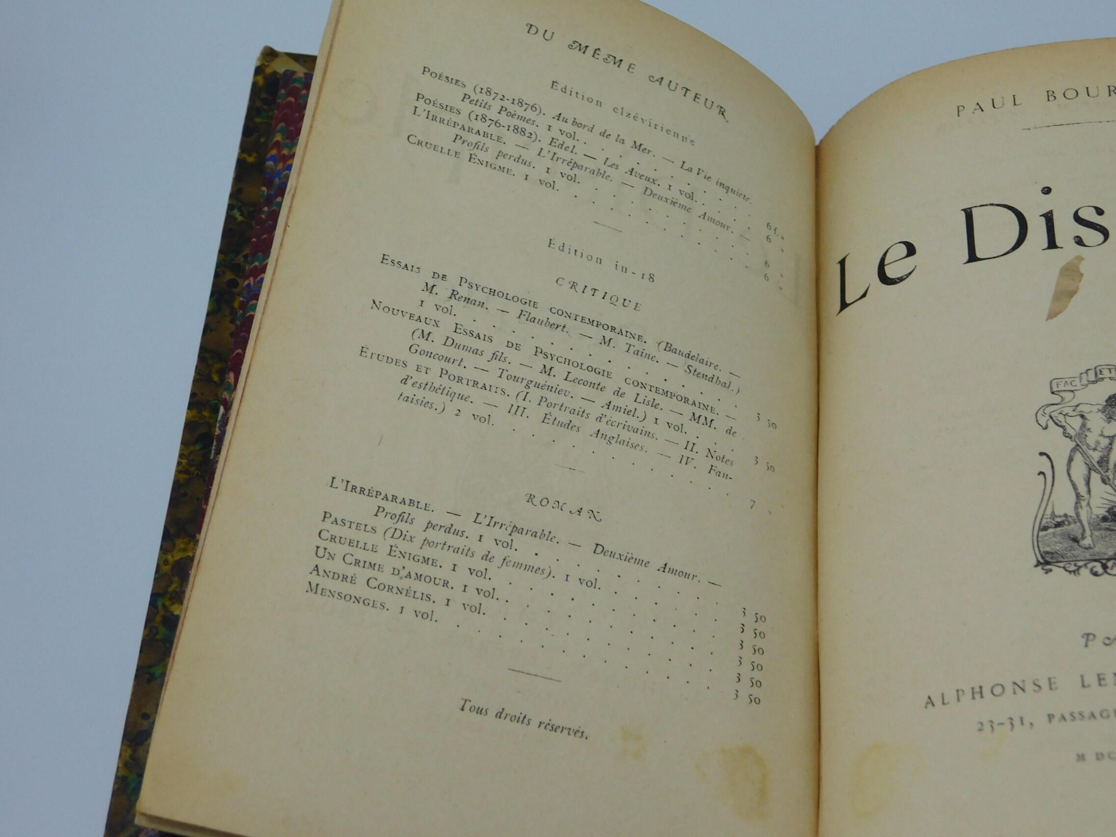 Le Disciple By Paul Bourget Published 18 Paris First Edition Etsy