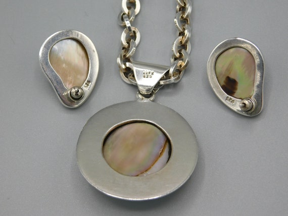 Sterling Silver and Mother of Pearl Necklace and … - image 8