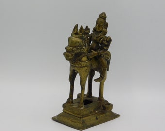 Antique Indian Bronze Sculpture of Revanta on a Horse Made as a Processional Deity