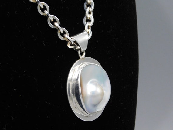 Sterling Silver and Mother of Pearl Necklace and … - image 3