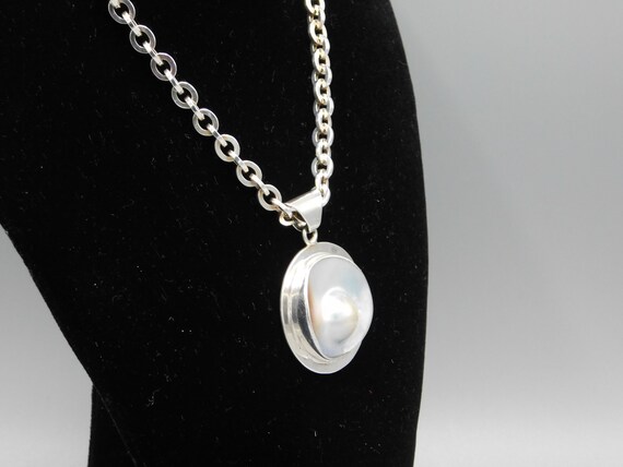 Sterling Silver and Mother of Pearl Necklace and … - image 2