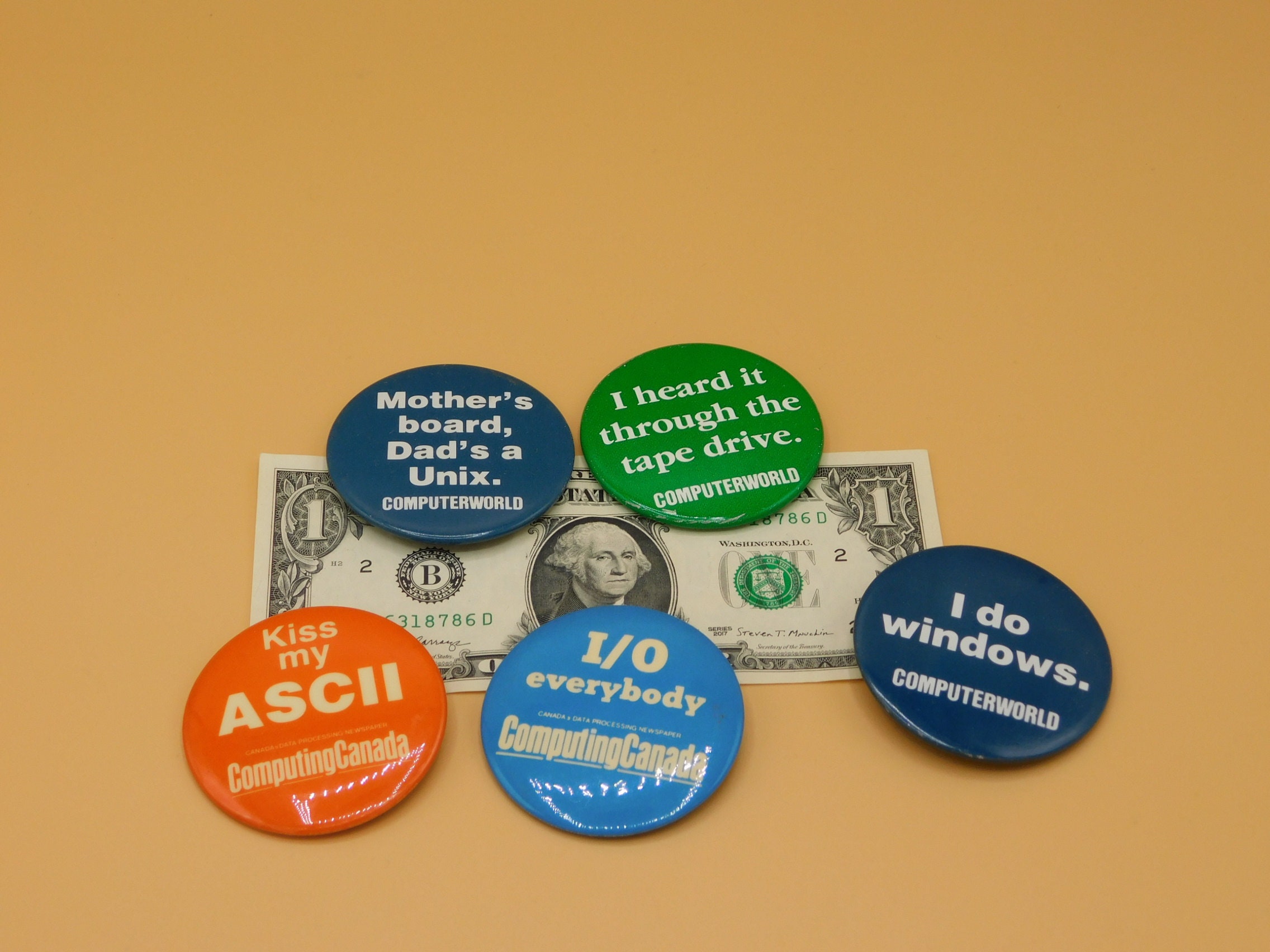 1990s Computer Collectable Pin Back Buttons Funny Early Computer Nerd ...