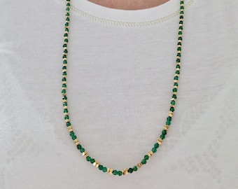 Collier long -jaspe vert-