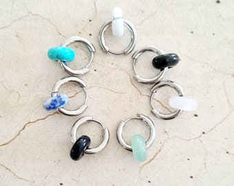 Gemstone donut hoops